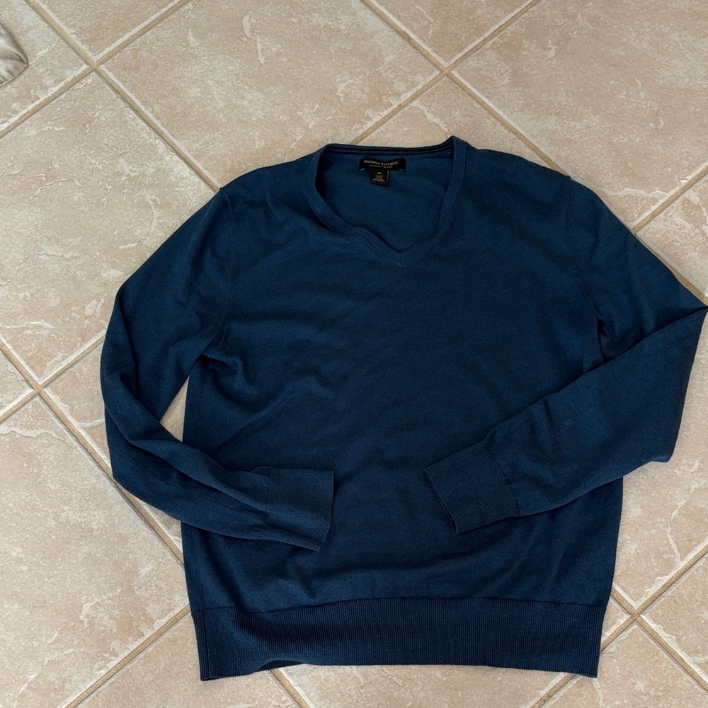 Banana Republic Deep Blue V-Neck Sweater